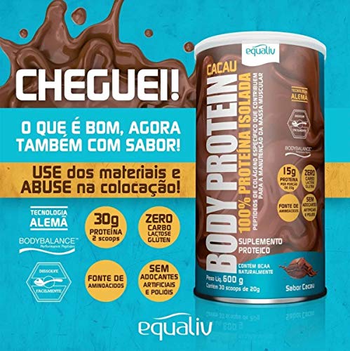 Body Protein Cacau, Peptídeos Colágeno, Bcaa 600g, Equaliv