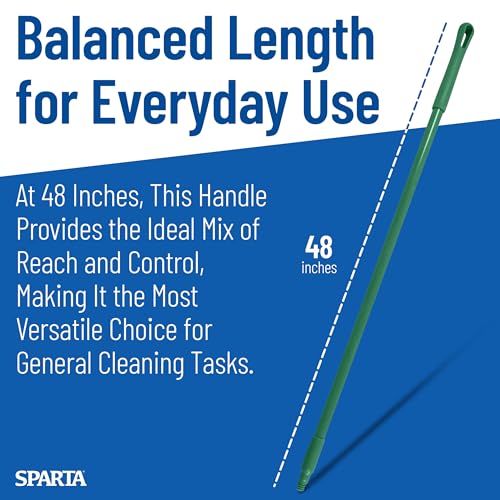 Image of SPARTA 41225EC09 Fiberglass Broom Handle, Mop Handle, Replacement Handle with Acme Threaded Tip for Commercial Cleaning, 48 Inches, Green, (Pack of 12)