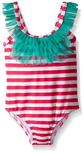 Pink Platinum Girls' Printed Stripe Swimsuit