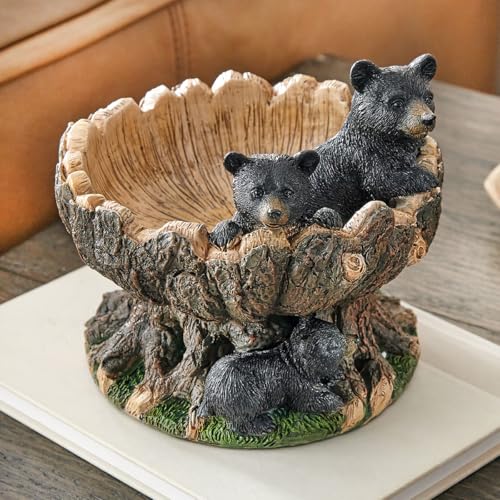 BLACK FOREST DECOR Playful Black Bears Decorative Bowl – Hand-Painted
