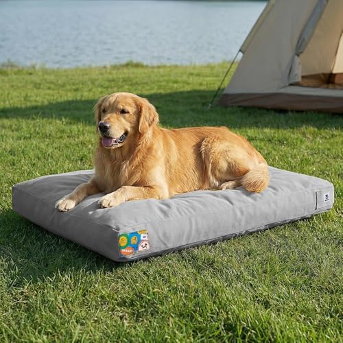 Sytopia 42 Inch Canvas Indestructible Outdoor Dog Bed for Extra L...