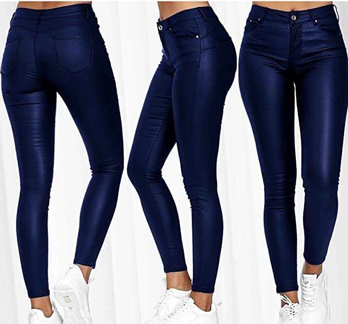 Imitatieleren Damesbroek Van Imitatieleer Damesknopen Leren Broek Met Zak PU-stretch Imitatieleren Damesbroek Van Imitatieleer Damesbroek Van Imitatieleer Kokerbroek Leren Broek Leren Broek - Afbeelding 5