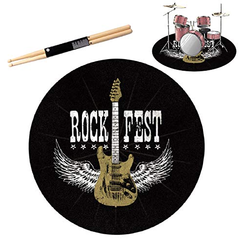 PPGE Home Drum Rug, Drums Kits Mat Non-Slip, Round Soundproof Mat, Soundproof Blanket, Carpet for Electronic Drum Kits, Bass Drum Snare, Percussion, Piano and Other Musical Instrument 120CMD
