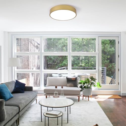 Image of 3-Light Modern Gold Flush Mount Ceiling Light 15.8 Inch