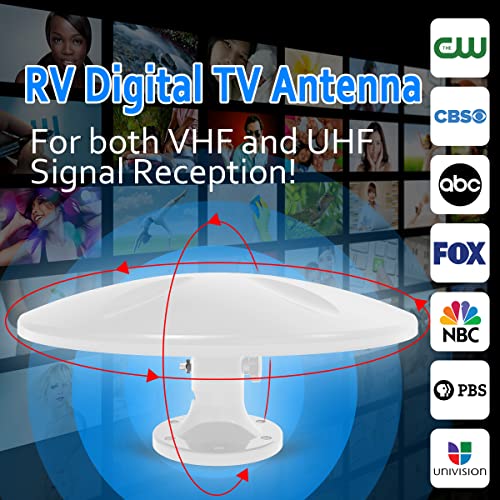Rv Tv Antenna Amplified Digital Hd Tv Antenna With Long Range Reception, Easy Installation - For Camper, Rv Trailer Truck Caravan Boat, Atsc 3.0 Ready - White #TOP7