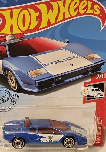 Hot Wheels Lamborghini Countach Police Car Azul 1:64 miniatura 4