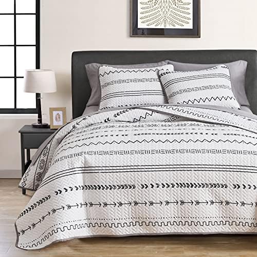 White Boho Quilt Set Full Queen Size 