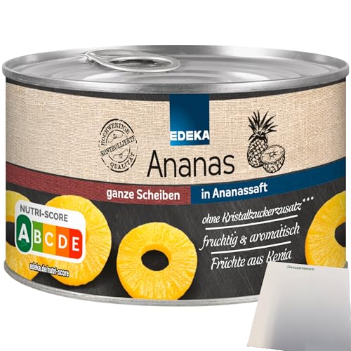 usy - Edeka Ananas ganze Scheiben in Ananassaft fruchtig aromatisch (227g Dose) + usy Block