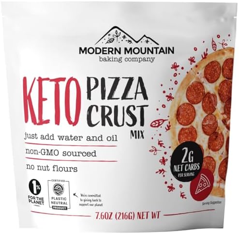 Keto Pizza Crust - Low Carb and Keto Friendly - Only 2g Net Carbs - Incredible Taste and Texture - Zero Sugar - Just Add Water and Oil - Keto Has Never Been So Easy - Keto Food - No Almond Flour - Non-GMO Sourced (7.6oz Mix) (1-Pack)