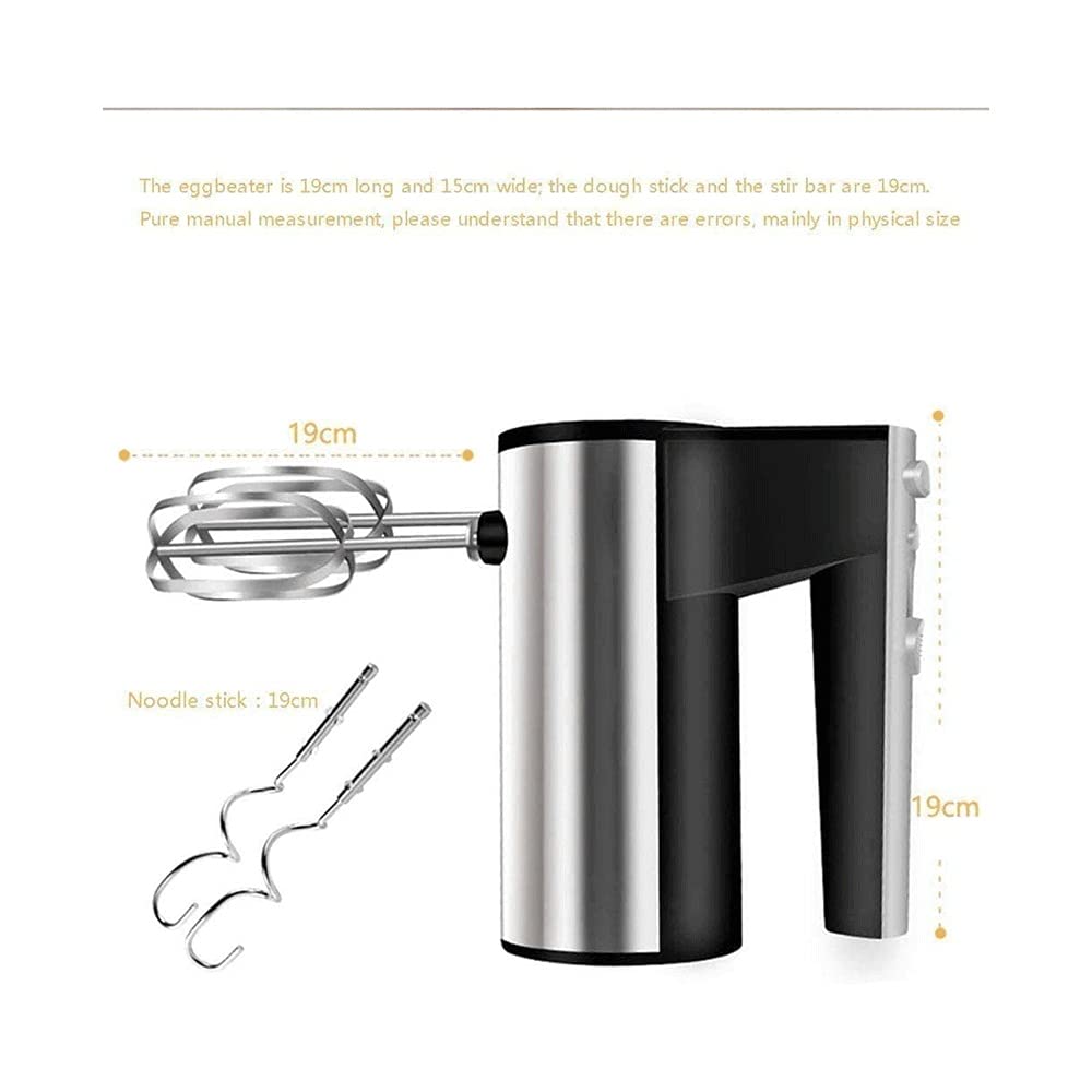 Mezcladores de Mano para el hogar Cocina de Mano Negro 5 velocidades con función Turbo Batidor eléctrico, Incluye batidores de Acero Inoxidable Resistentes y Ganchos para Masa