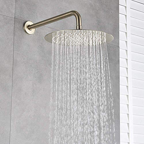 Pomme de douche à effet pluie de 25,4 cm dorée avec mitigeur mural durable - 6