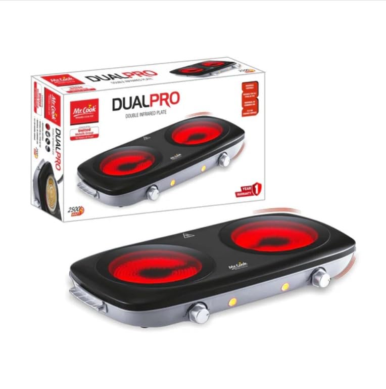 Image of Double Burner Electric Cooktop 2500W | Portable Infrared Cooker with 2 Heating Plates | Adjustable Temperature Control | Energy Efficient Hot Plate for Home & Kitchen
