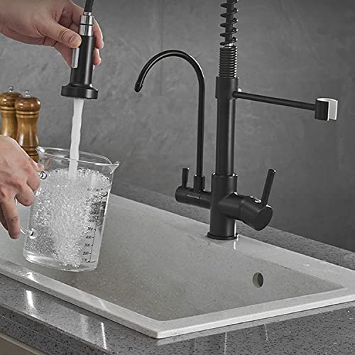 Robinet osmose inverse à douchette extractible et double commande pour évier