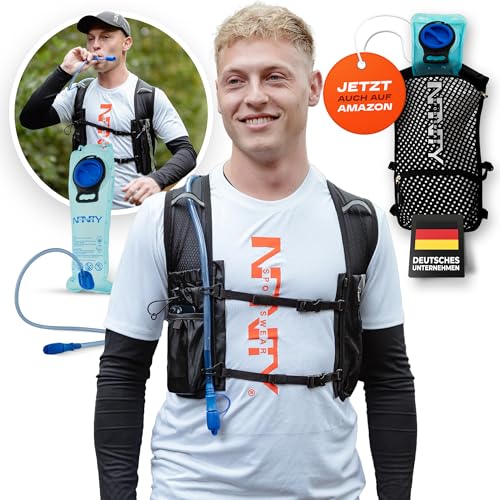 Infinity Laufweste Damen & Herren [5L] – Trinkrucksack für Marathon & Trailrunning-Trinkweste - Maximale Hydration beim Laufen | Laufrucksack-Weste mit Wasserblase, Jogging-Zubehör, Lauf-Trinkgürtel