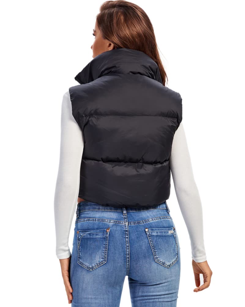 fuinloth Mujer Chalecos Exteriores Chaqueta Corta sin Mangas Chaleco Cuello Alto de Invierno Acolchado Ligero Abrigos