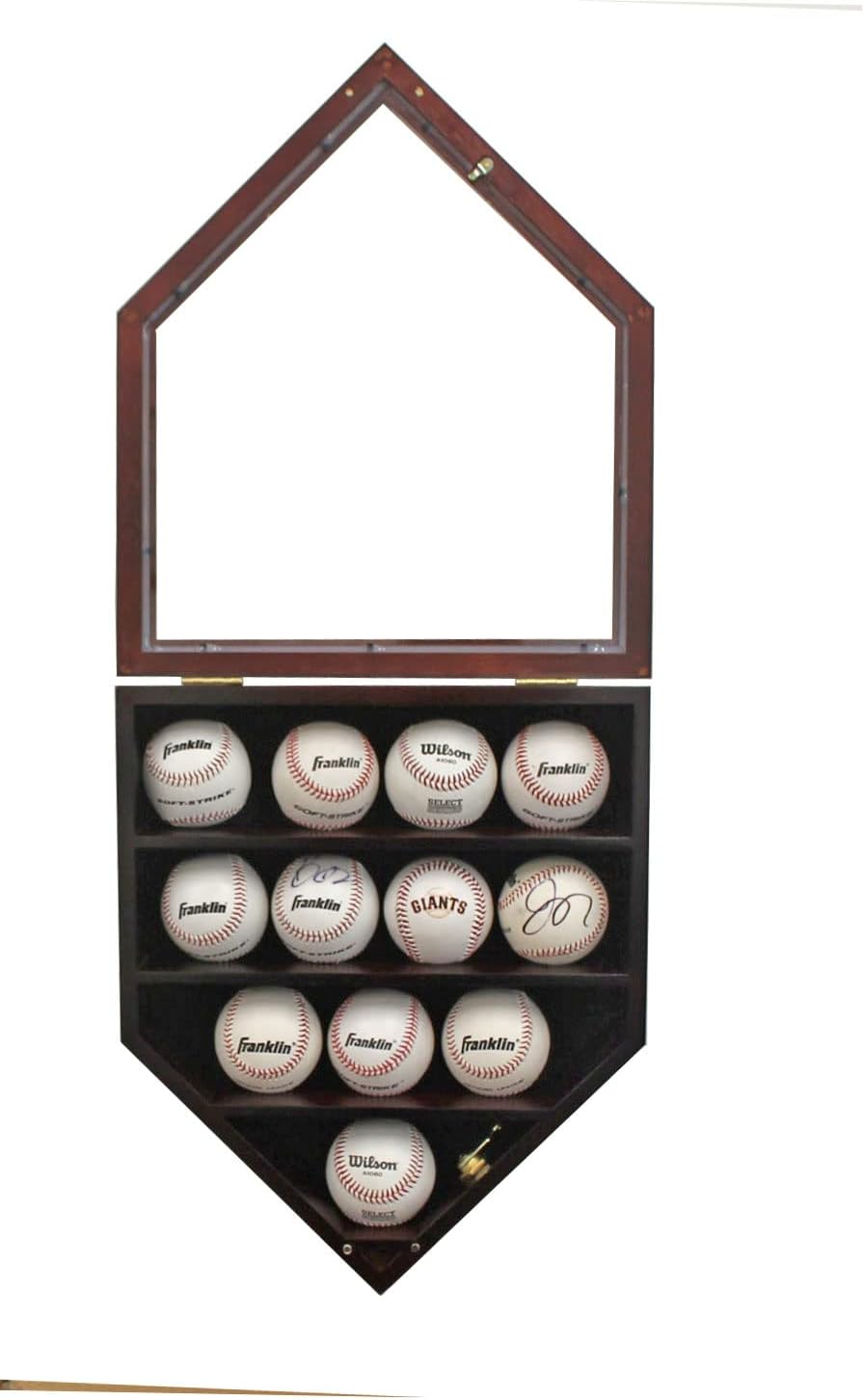 Baseball Display Case | Baseball Holders for Balls | Display Baseballs | 12 Ball Display Box | 96% Clear Antifade UV Protection | with Gold Locks for Homerun Autograph Ball | Small