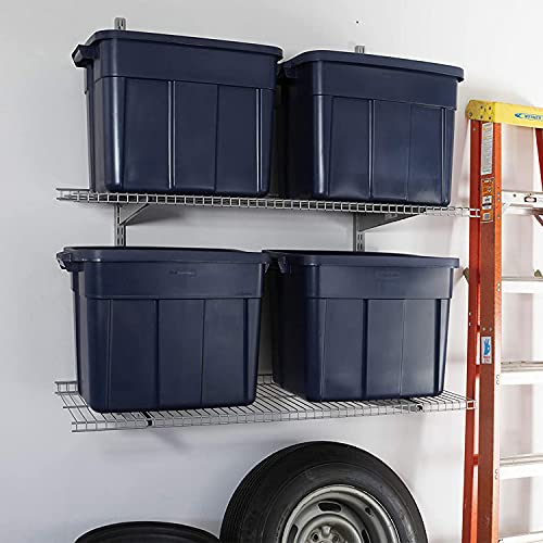 Image of Rubbermaid Roughneck Tote Durable 18 Gallon Stackable Plastic Storage Containers with Lids and Easy Carry Handles, Pack of 6, Black /Cool Gray