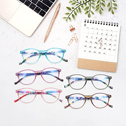 Image of 5-Pack Reading Glasses Blue Light Blocking, Fashion Round Computer Readers Women Men Clear Lens Anti UV /Glare (5 Pack Mix Color, 2.50)