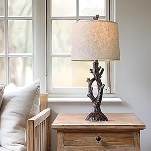 OYEARS 25" Farmhouse Table Lamp Set of 2 for Living Room Bedroom Resin Bedside Tree Lamp Nightstand End Table Lamps Vintage Natural Style OYEARS 25 Farmhouse Table Lamp Set of 2 for Living Room Bedroom Resin Bedside Tree Lamp Nightstand End Table Lamps Vintage Natural Style