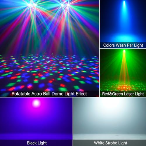 Telbum Luces DJ con Soporte, Paquete Party Bar 5 en 1 y Máquina de Humo de 1500W miniatura 4