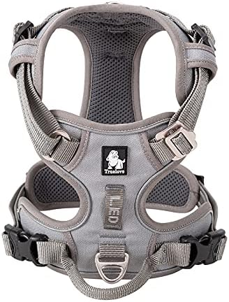 WINHYEPET True Love No Pull Dog Harness Extra Reflective Pet Harness for Small Medium Large Dogs Adjustbale for Running Walking Padded Soft Mesh Vest Easy Control TLH56512(Gray,S)
