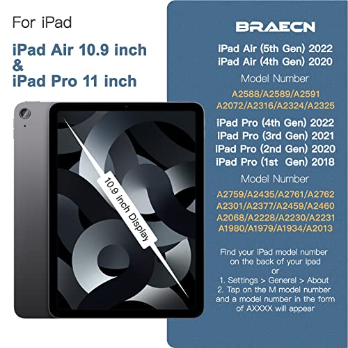 Braecn Ipad Air 5Th/4Th Generation Case 2022/2020 10.9 Inch,Ipad Pro 11 Inch Case,Shockproof Durable Silicone Case With Pencil Holder, 360 Rotating Hand Strap&Kickstand For Ipad Air 10.9 Case -Black #TOP1
