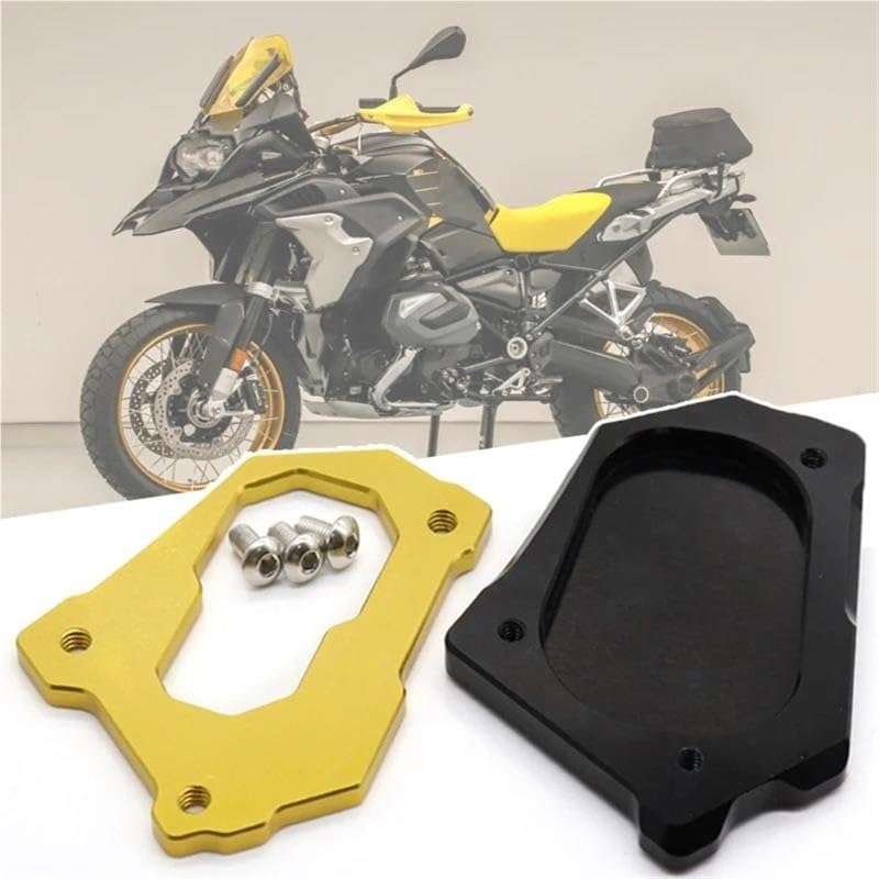 Extension béquille latérale moto jaune R1250GS pour éviter les chutes sur sol meuble - 2