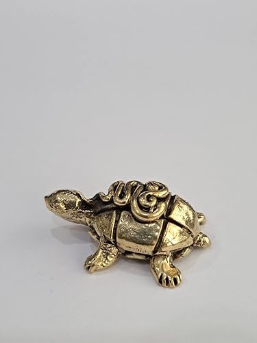 Miniatura 6 de Figuras en miniatura tortuga dorada de latón, 1 unidad, 1.4 x 1.0 x 0.4 in, mini amuletos de animales para decoración de arte de Feng Shui,