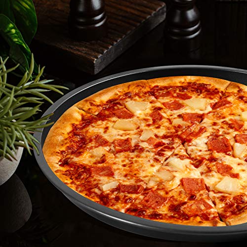2 Pack Non-Stick Pizza Pan, 13 inch Pizza Tray Carbon Steel Round Pizza Bakeware Set,Dishwasher Safe Pizza Pan Set for Restaurants and Homemade Pizza Baking - Thumbnail 2
