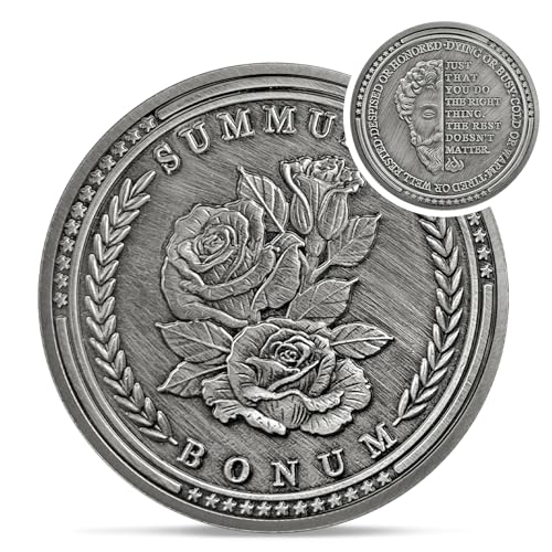 Summum Bonum Challenge Coin - Prata EDC Rose Stoic Coin - Love of...