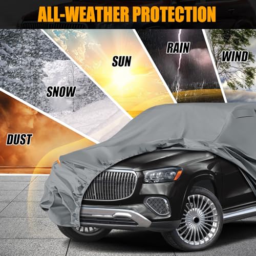 Image of Waterproof Premium Car Covers Replace for 2006-2024 Mercedes Benz GL /GLS Class 450, 10 Layers Heavy Duty All Weather Car Cover with Zipper Door, Windproof Bands for Snow Rain Dust Protection