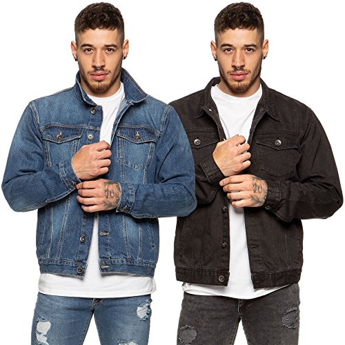 Blouson jean denim homme Enzo robuste avec poches style routier vintage