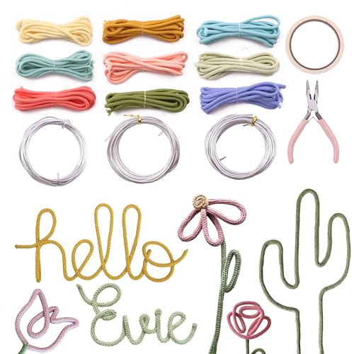 BoFUN Adult Teens Craft Kit for Women DIY Letter Flower- Wire Art Craft Set with 18 Templates, Wire, Knit Rope | Wedding Party Favors, Women Birthday, Mother's Day Gifts, Handmade Home Decor (Love)
