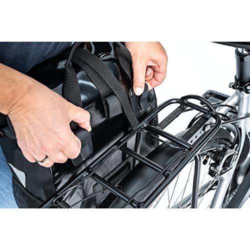 FISCHER Fahrrad Gepäckträgertasche Kurier, Fahrradtasche, Umhängetasche, Reflektor, 18 Liter, wasserabweisend, schwarz