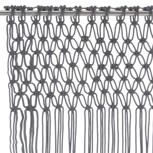 Rideau macramé anthracite haut de gamme en coton tissé 140 x 240 cm - 4