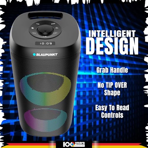 Image of Blaupunkt Rock & Roll 100W Party Speaker with Dual 6.5'' woofers, Dual Pool Lightning Mode, Mic /Guitar Input, Bass Boost, TWS, Perfect for Karaoke, Music & Home Parties (R.A.V.E)