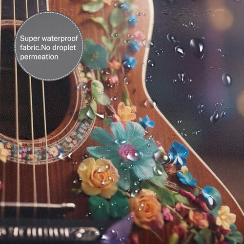 Rideau de douche haut de gamme guitare imprimée et œillets inoxydables durables