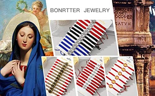 Miniatura 5 de BONITTER 612 PCS Virgin MarySaint BenedictSaint Jude bracelet Rosary Handmade Red Knot String Bracelets Luck bracelet Men Or Women As Gifts and Used