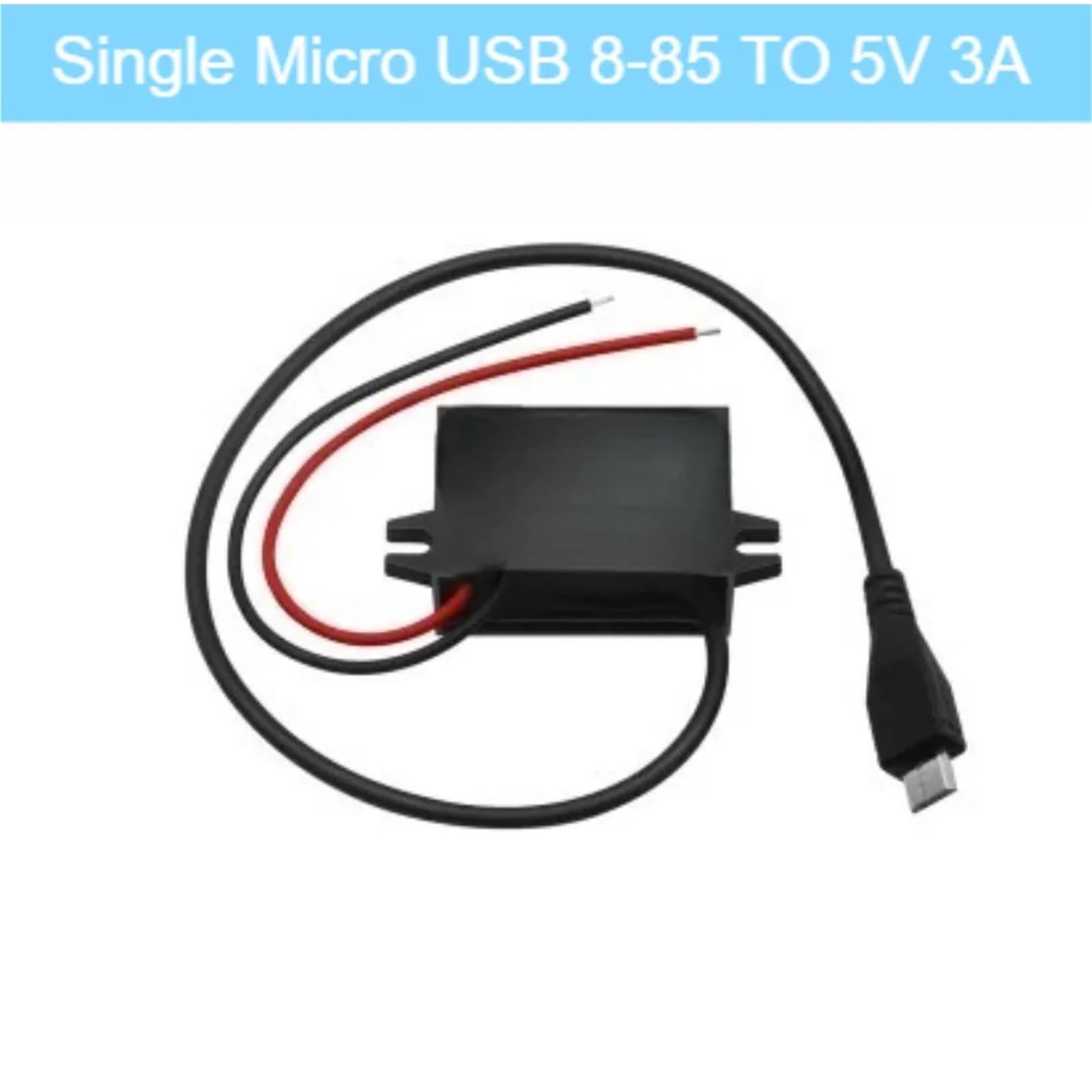 DC DC 8-85V to 5V 3A Output Step Down Type-C USB Converter 12V 24V 36V 48V 60V 72V 80V to 5V with Car Charger Power Supply(Single Ear USB)