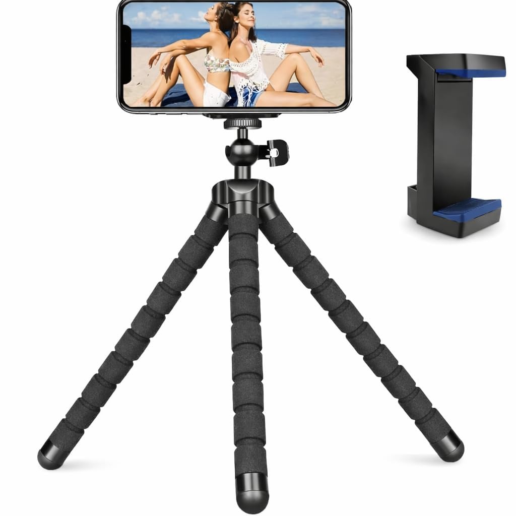 Acuvar 6.5” Inch Flexible Tripod With Universal Mount For All Smartphones, Iphone, Samsung & Digital Cameras & An Ecostconnection Microfiber Cloth