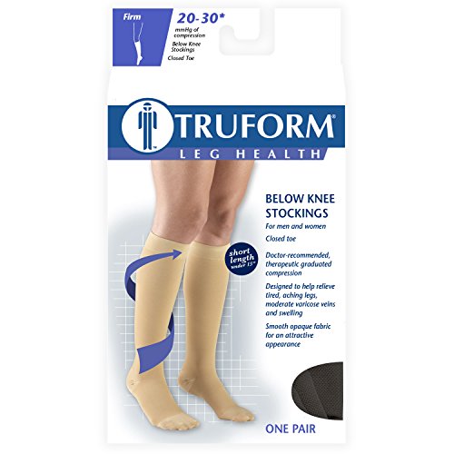 Image of Truform 20-30 mmHg Compression Stockings for Men and Women, Knee High Length, Closed Toe