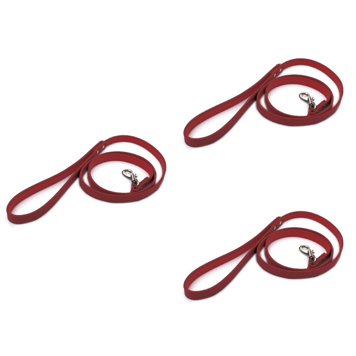 POPETPOP 3pezzi Guinzaglio Pu Per Cani e Gatti Design Pratico e Comfortevole Colore Rosso Con Ring Per Collare Guinzaglio Resistente Per Cuccioli e Animali Domestici