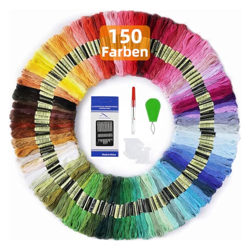 Maxee Embroidery Threads, 150 Colors Per Pack Embroidery Floss,8m Cross Stitch Threads,Friendship Bracelets Floss, Crafts Floss Rainbow Color with Free Embroidery Needles, Floss Bobbins