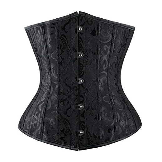 Everbellus Femme Gothique Corset Sein Nu Gaine Ventre Plat Minceur Lingerie avec Ruban Lacet Style Victorien Médiéval Noir XL