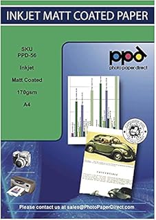 PPD 100 x A4 170gsm Matt Coated Inkjet Photo Quality Paper for High Resolution Prints PPD-56-100