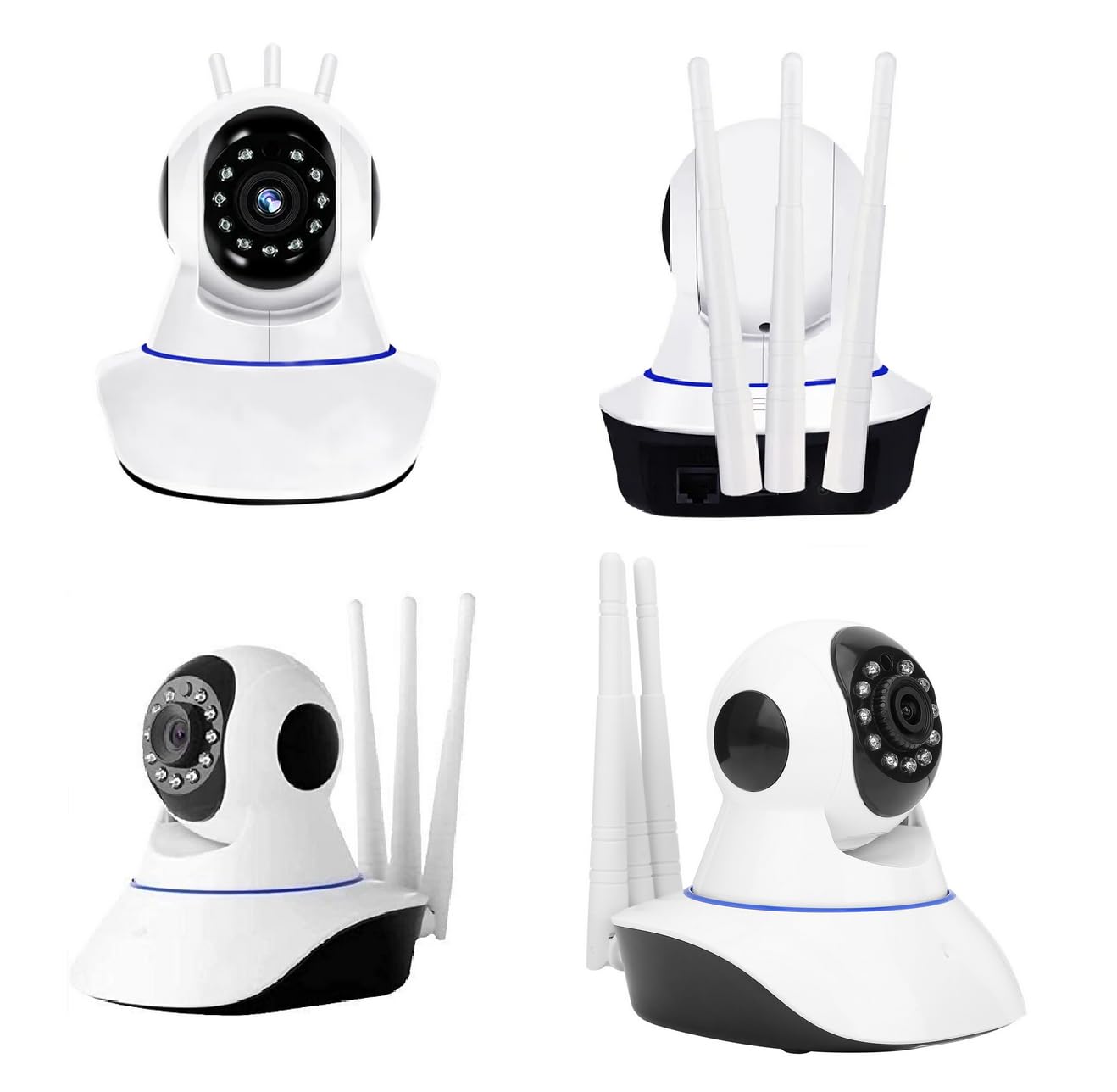 NTECH 4-Pack Wireless HD IP Camera 3-Antenna Rotating Pan Tilt HD IP WiFi Camera Indoor Security CCTV Camera Video Monitor with 2 Way Audio Chat Night Vision (Supports Micro SD Card) (3-Antenna)