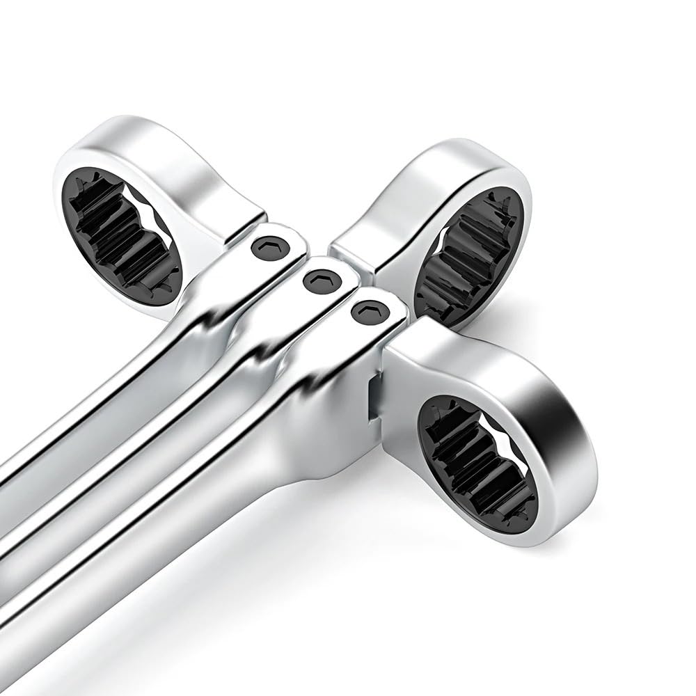 Llaves Fijas Con Carraca Juego de llaves de trinquete de cabeza flexible, 1 Uds., llaves universales de acero de 6-24mm for herramientas manuales de reparación de automóviles Llave Carraca(17mm)