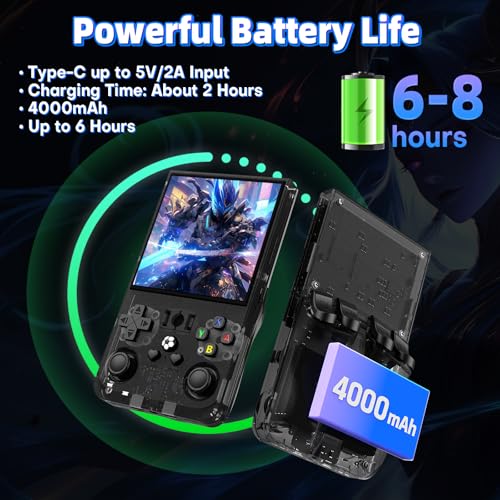 R36 Max Retro Handheld Game Console, Video Game Console with 64G Built-in 18000+ Games, 4000mAh Rechargeable, Support 30+ Simulators, Linux System, 4.0 Inch IPS Screen Portable Pocket Arcade, Black - Image 5