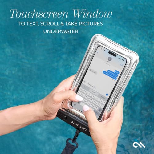 Image of Case-Mate IP68 Waterproof Phone Pouch - Silver Chrome | Touchscreen Floating Waterproof Mobile Cover w /Crossbody Lanyard - Fits All Phones - Travel Accessory for Beach, Pool & More