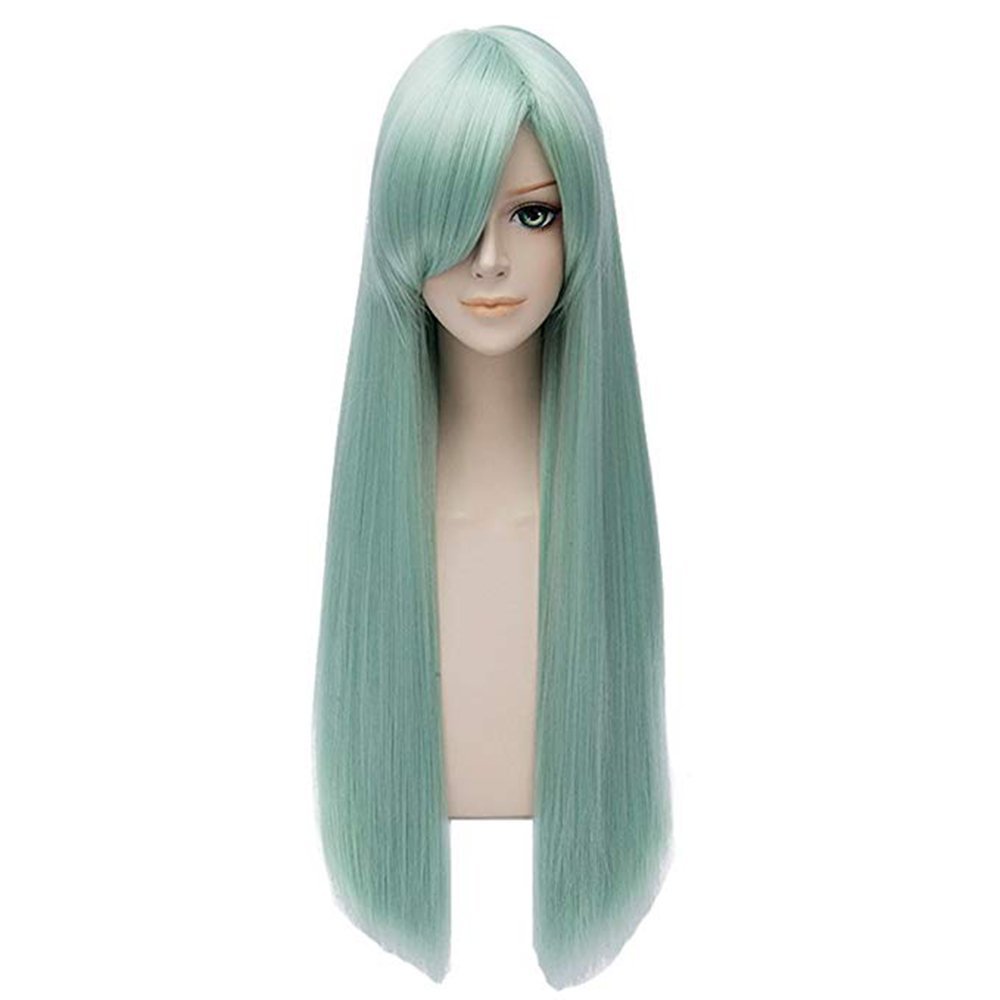 Alacos Long Green Anime Costumes Halloween Wig for the Seven Deadly Sins Elizabeth Liones +Cap
